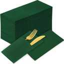 KAMMAK Dark Green Napkins Disposable with Pocket Cloth Like Dinner Paper Napkins 100 Pack Folded Guest Hand Towel for Party Decoration, Wedding Reception, Bathroom or Restaurant (16.5 x 16.5 inch)