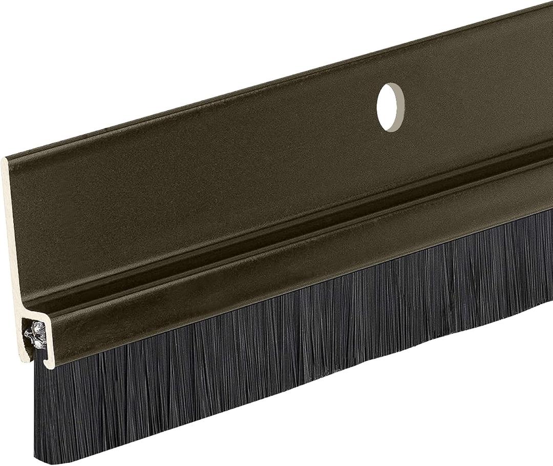 Randall Manufacturing Co., Inc | Door Sweeps – Aluminum & Brush | Brush Sweeps for Gaps Up to 1” | Brown Trim with Black Brush | 3 Feet | 3/4" Brush | Fill Gaps & Keep Unwanted Debris Out
