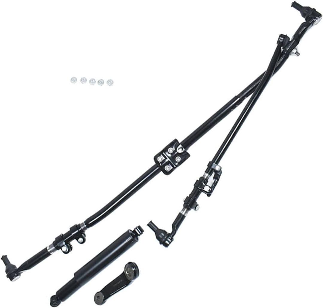 Steering Linkage Drag Link Tie Rod Upgrade Pitman Arm and Damper Drag Kit Replacement for Ram 1500/2500/3500 Pickup 4 x 4 Model 2003-2013