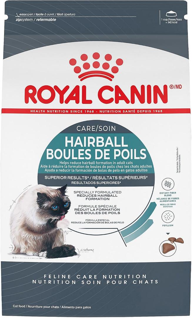 Royal Canin Feline Care Nutrition Hairball Care Adult Dry Cat Food, 6 lb Bag | Special Fiber Blend for Cats Prone to Hairballs, For Adult Cats, Crunchy Kibble, Developed by Veterinarians (EXP 05/01/27)