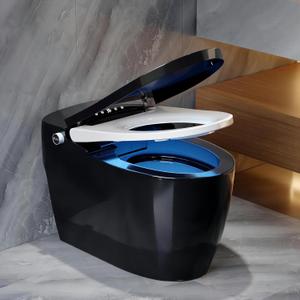 Homary Black Smart Toilet with Built-In Bidet, Auto Open Close, One Piece Bidet Toilet Auto Flush Heated Seat Tankless Toilet LED Display Foot Sensor