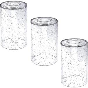 3 Pack Clear Seeded Glass Lamp Shades, 5.9in Height, 3.9in Diameter, 1.7in Fitter, Cylinder Bubble Glass Shade Covers, Seeded Glass Replacement for Pendant Light Chandelier Wall Sconce