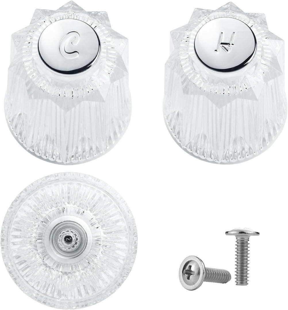 Shower Knob Replacement, 2 Pcs Clear Acrylic Hot,Cold Faucet Handle, Compatible with Pfister Contessa, Windsor, Phoenix,Shower Knobs, Shower Handle Replacement