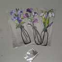 Fanjashn 3 Pcs Metal Flowers Wall Arts, Floral Art Wall Decor, Minimalist Flower Wall Decor for Living Room, Bathroom, Bedroom, Kitchen and Dining Room (Purple+Blue+White)