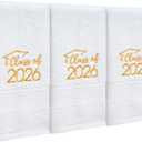 MASHAN Class of 2026 Graduation Hand Towels 3 Pack,100% Cotton Soft Absorbent Bathroom Towels,Senior 2026 Graduation Gift for Girls Boys,Gold Decorative Towels 14x30 Inch
