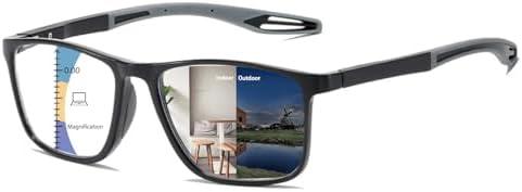 KISSOUL Multifocal Progressive Transition Photochromic Reading Glasses Blue Light Blocking Multifocus Readers Spring Hinge