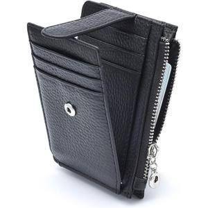 Slim Wallet for Women Genuine Leather Card Holder Thin Womens RFID Blocking Small Wallets, Black