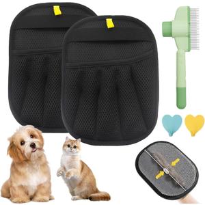 2 x Pet Hair Remover, Electrostatic Pet Hair Removal Gloves, Reusable Cat & Dog Hair Removal Tool, 2025 Upgraded Pet Grooming Gloves for Couch, Furniture, Carpet (2 Pack)