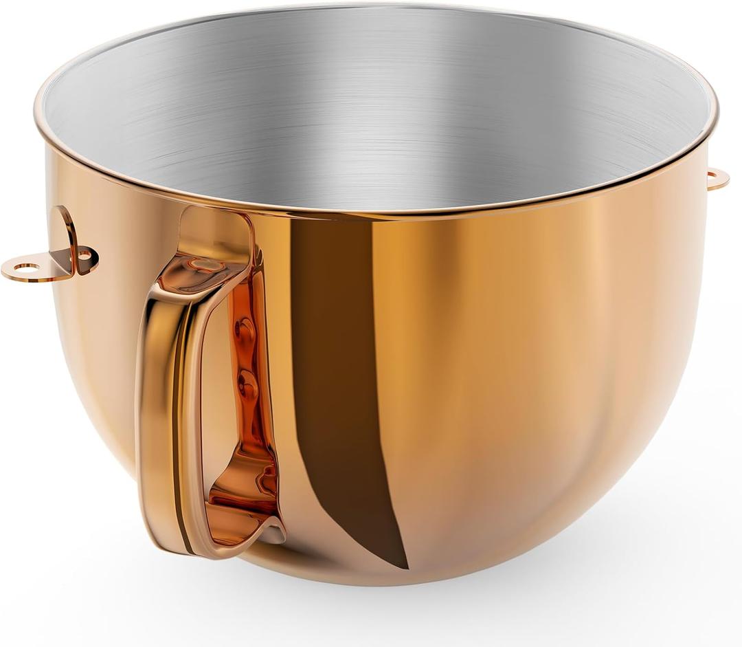 6QT Stainless Steel Mixer Bowl for Kitchenaid Stand Mixers, Kitchen Aid Mixing Bowl for 6QT Lift Mixer with Handle Copper