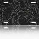 Aluminum License Plate Cover, Decorative Car Front Plate 12x6 Inch, Rust-Proof Metal Vanity Plate, Universal Fit Auto Tag for Car Truck SUV, Exterior Car Accessories - Topographic Map