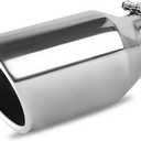 YITAMOTOR 3 Inch Inlet Exhaust Tip, 4.5" Outlet 9" Overall Length Stainless Steel Professional Exhaust Tip for 3-Inch Outside Diameter Tailpipe, Rolled Angle Cut, Polished Finish, Bolt-on, Silver