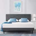 Molblly Full Size Platform Bed Frame with Headboard and No Box Spring Needed, Non-Slip Without Noise, Strong Weight Capacity, Easy Assembly, Strong Wooden Slats, Dark Gray