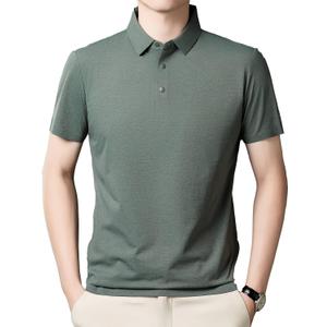 Men's Golf Polo Shirts Light Weight Business Casual Athletic Short Sleeve Polos Comfy Breathable Wicking (Green, L)
