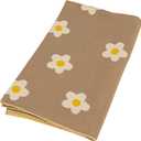 Creative Co-Op Cotton Knit Baby Blanket with Printed Flowers, Brown and White