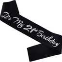 It's My 21st Birthday Sash, Black Silver Birthday Sash for 21st Bday Party Supplies, Gifts for Girl or Boy Bday Party Favors