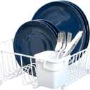 Smart Design Dish Drainer Rack - Small - In Sink or Counter Drying - Steel Metal Wire - Cutlery, Plates, Dishes, Cups, Silverware Organization - Kitchen (White - 14 x 5.5 Inch)