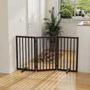 Dog Gate for Doorways 32" Tall Freestanding Dog Gate for Stair Foldable Pet Gate for Dogs Indoor (Brown,3 Panel)