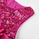JerrisApparel Flower Girls Sequin Dress Rainbow Tutu Birthday Party Dress Pageant Gown (Rose, 8-9 Years)