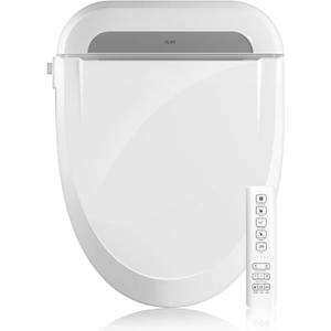 R FLORY Electric Bidet Toilet Seat Elongated Heated Toilet Seat with Bidet Slow Close Lid, Remote Control, Air Pump Flushing, Adjustable Self-Clean Nozzle, Instant Warm Water, Air Dryer, Night Light