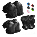 Kids Protective Gear Set Knee Pads for Kids 3-14 Years Toddler Knee and Elbow Pads with Wrist Guards 3 in 1 for Skating Cycling Bike Rollerblading Scooter (Black, Medium)