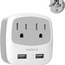 TESSAN Germany France Power Adapter, Type E F Plug Adaptor with 2 USB Ports 2 AC Outlets, US to European Europe German French Spain Greece Iceland Norway Russia Korea Poland
