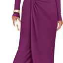 ZESICA Women's 2026 Spring Long Sleeve Bodycon Dress Mock Neck Wedding Guest Cocktail Party Long Midi Dresses (Medium, Eggplant)