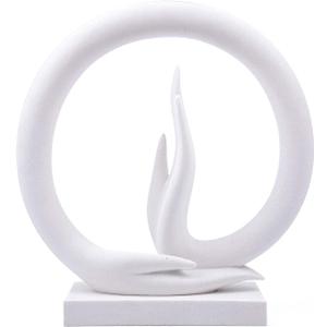 Carefree Fish White Sandstone Buddha Hand Statue Yoga Decor The Art of Minimalism Valuable Collection (Solid 6.6 Pounds), Large