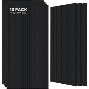 TO-TH Large Acoustic Panels Noise Reducing Sound Wall Panel 10 Pack, Black, 10 pcs - 47.2'' * 23.6''