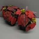 Poinsettias Artificial Christmas Flowers Tabletop Small Red Poinsettia Plant Artificial 9 Inch Faux Winter Flowers for Xmas Ornament Porch Home Garden Decorations(2 Pack)