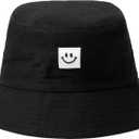 Bucket Hat Beach Sun Hat Aesthetic Fishing Hat for Women Men (US, Alpha, One Size, Black)