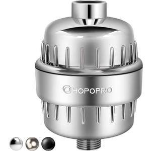 HOPOPRO 18-Stage Shower Head Filter, NBC News Recommended Brand, High Output Universal Shower Water Filter Hard Water Filter Water Softener Showerhead Filter Remove Chlorine for Better Skin & Hair (Chrome)