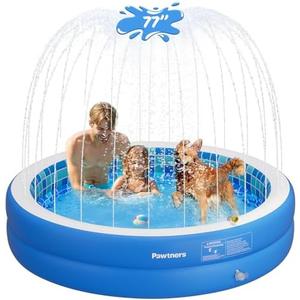 Inflatable Pool for Kids, Non-Slip Sprinkler Splash Pad for Backyard, Thickened PVC Kiddie Pool for Indoor Outdoor, Chew Proof Blow up Pond, Large Swimming Pool for Adult Dog Bathtub (Blue 77x12.2 in)