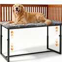 TIEBOLA Bedside Dog Bed 41"x18", Adjustable Height Metal Frame with Soft Cushion for Small Medium Dogs.