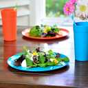 Youngever 18 Piece Plastic Kitchen Dinnerware Set, Plates, Dishes, Bowls, Cups, Service for 6 (Rainbow Colors)