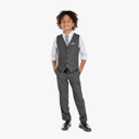 Boys' 6-Piece Formal Slim Fit Suit Set, Vest, Pants, Dress Shirt, Tie, Pocket Square, and Bow Tie Size 12