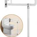 Handicap Grab Bars for Bathroom, Foldable Stainless Toilet Grab Bar with Textured Grip, 29.5(L) x27.5(H) inches Flip Up Toilet Safety Rails with Leg for Elderly