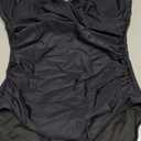 B2prity Women's Underwire One Piece Swimsuit Tummy Control Ruched Bathing Suit Criss Cross V Neck Swimwear (Large, Black)