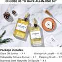 Olive Oil Dispenser Bottle for Kitchen, Soy Sauce Dispenser, Cooking Vinegar Dispenser Set, Glass Oil Cruet with 4 Pourer Spouts, Coffee Syrup Dispenser (Golden Daisy, 4 Pack)