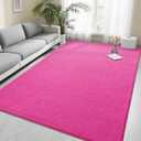 Foxmas 4x6 Area Rugs for Bedroom Living Room, Hot Pink Soft Thickened Memory Foam Carpet, Non-Slip Washable Indoor Modern Minimalist Shaggy Rug for Boys Girls Dorm Home Decor