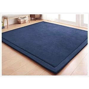 V-Mix Handmade Weaving Plush Foam Play Mat for Baby, Toddler & Children - Yoga & Exercise Mat, Cushy-Soft & Thick, Hypoallergenic, Non-Toxic, Reversible, Deep Blue, 3'11" x 6'7" (Rectangular)