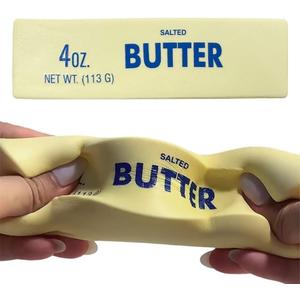 3 x Slow Rebound Cute Butter Squeeze Stress Balls, 2026 New Squeeze Ball Realistic Butter Stick Soft Squeeze Toys, Upgrade Stress Relief Fidget Toys Wet Slow Rebound Stress Relief Toy (1, Yellow) (1Pcs)
