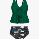 Hanna Nikole Women Plus Size 2 Piece V Neck Tie Tankini Swimsuit with Tummy Control Bikini Bottoms Bathing Suits 16W