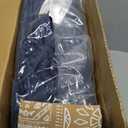palassio Striped Navy Blue 100% Cotton Quilt Queen Size Bedding Sets, Lightweight Crinkly Channel Pick Stitch Textured Bedspread Soft Shabby Chic Farmhouse Country Coverlet for All Season, 2 Shams