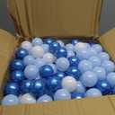 GOGOSO Ball Pit Balls for Toddler, Baby Plastic Playballs Kids Soft Pastel Pelotas Non-Toxic BPA-Free Pearl Blue+Light Blue+White 200 Balls