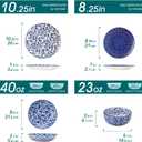 vancasso SELENE Plates and Bowls Set for 6, 24 Pieces Dinnerware Sets, Mircowave and Dishwasher Safe Dishes Set, Porcelain Blue Dinnerware