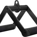 Double D Row Handle Cable Attachment for Weight Workout, Steel with Non-Slip Rubber Grip (Black) (Black Double D Row Handle)