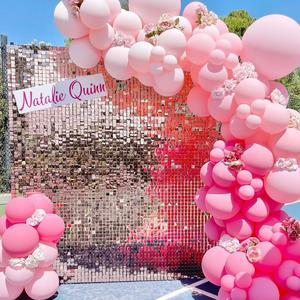 LuoluoHouse Shimmer Wall Backdrop Champagne Sequin Panel Pack of 36 Panels Shiny Backdrop Birthday Wedding Background Decoration Wall 6ftx6ft