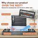 Extra-Large 4in1 Rabbit Litter Box with Hay Feeder Set for Small Pets - Durable Wood Guinea Pig & Bunny Litter Box with Hay Feeder, Food & Water Bowls, Drinking Bottle, Pee Mats, Dustpan & Brush Set
