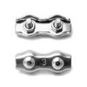 QWORK Cable Clamp, 50 Pcs M3 Stainless Steel Duplex 2 Post Wire Rope Clamps for 1/16" - 1/8" Diameter Wire Rope