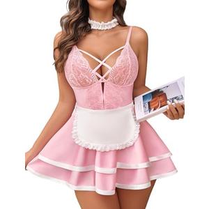 Avidlove Sexy French Maid Babydoll Lingerie Dress Cosplay, M